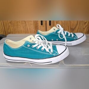 Turquoise Canvas Sneakers with White Accents